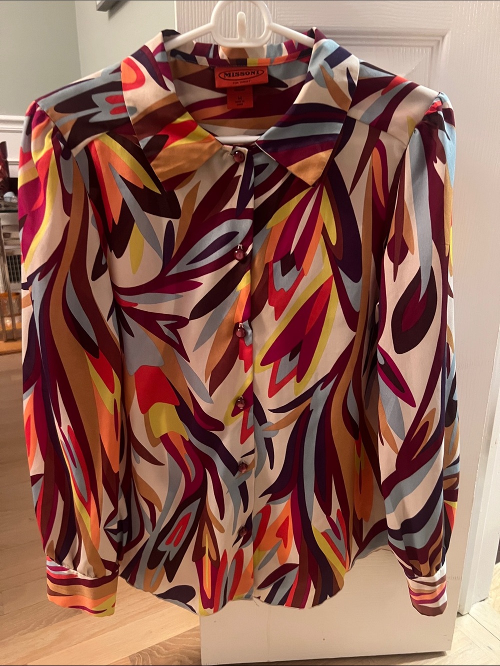 Missoni Multicolor Abstract Silk-Blend Button-Down Blouse